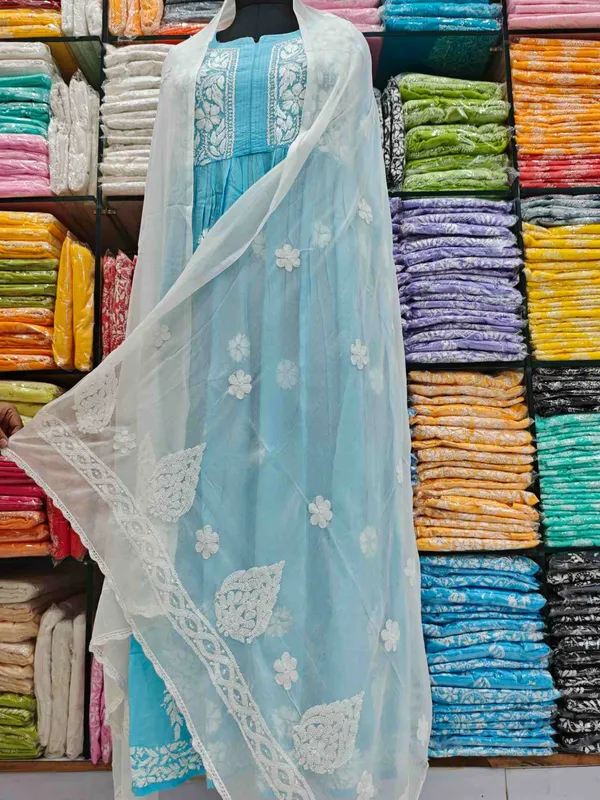 White_Hand_Embroidered_Lucknowi_Chikankari_Pure_Soft_Chiffon_Dupatta