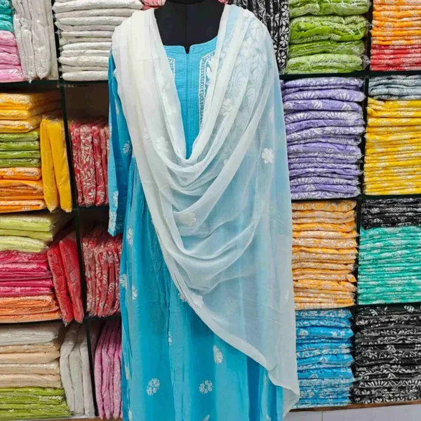 White_Hand_Embroidered_Lucknowi_Chikankari_Pure_Soft_Chiffon_Dupatta