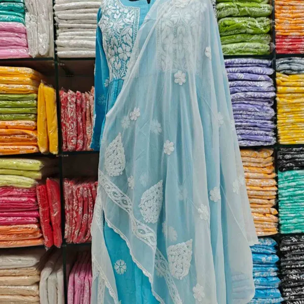 White_Hand_Embroidered_Lucknowi_Chikankari_Pure_Soft_Chiffon_Dupatta