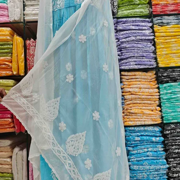 White_Hand_Embroidered_Lucknowi_Chikankari_Pure_Soft_Chiffon_Dupatta
