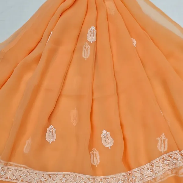 Soft_Peach_Hand_Embroidered_Soft_Chiffon_Unstitched_Garth_Chikankari_Suit_Set_With_Dupatta
