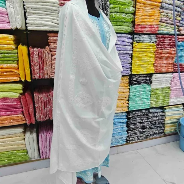 White_Hand_Embroidered_Lucknowi_Chikankari_Pure_Soft_Cotton_Dupatta