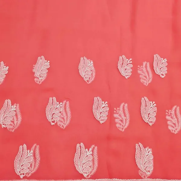 Coral_Pink_Hand_Embroidered_Soft_Chiffon_Unstitched_Leaf_Chikankari_Suit_Set_With_Dupatta
