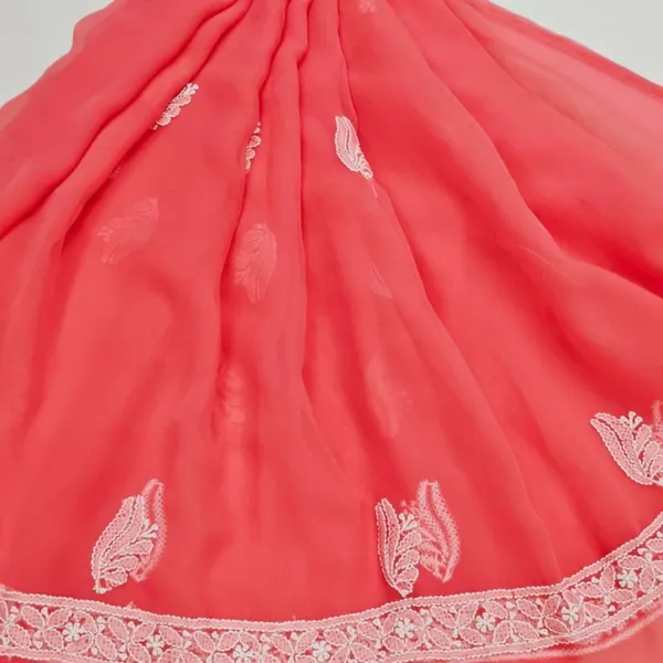 Coral_Pink_Hand_Embroidered_Soft_Chiffon_Unstitched_Leaf_Chikankari_Suit_Set_With_Dupatta