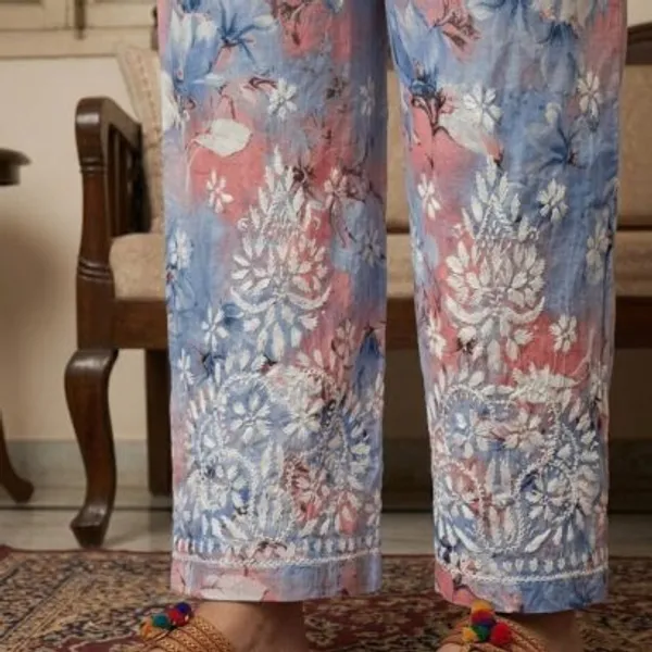 Pastel_Blue_Pink_Hand_Embroidered_Lucknowi_Chikankari_Floral_Cotton_Kurti_Palazzo_Set