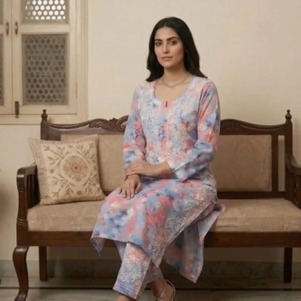 Pastel_Blue_Pink_Hand_Embroidered_Lucknowi_Chikankari_Floral_Cotton_Kurti_Palazzo_Set