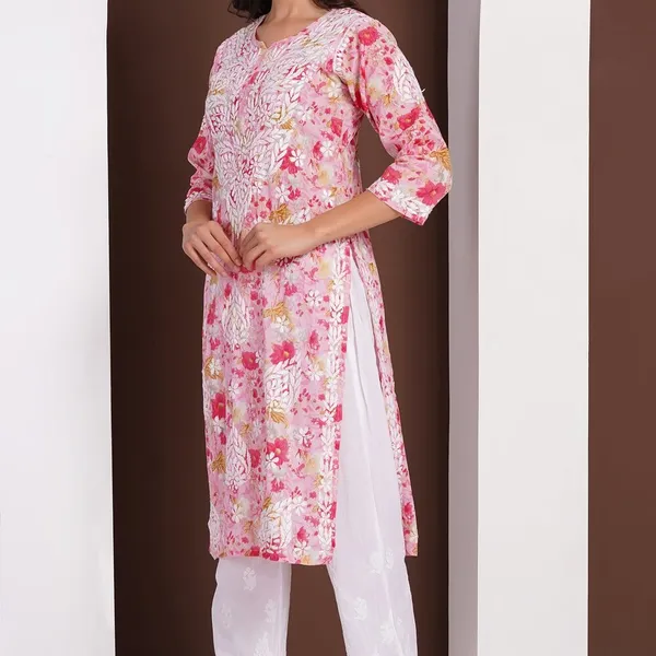Baby_Pink_Handcrafted_Chikan_Floral_Print_Mul_Cotton_Kurti