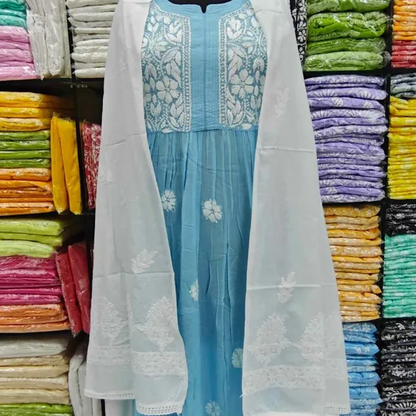 White_Hand_Embroidered_Lucknowi_Chikankari_Pure_Soft_Cotton_Dupatta
