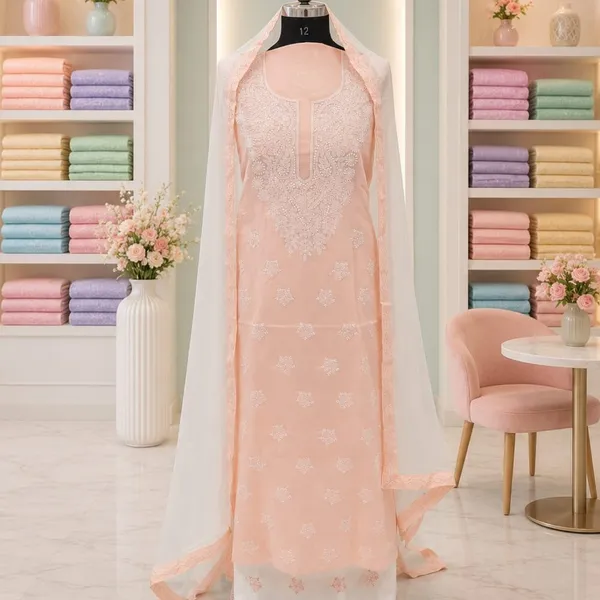 Soft_Peach_Cotton_Suit_Piece_With_Contrast_Bottom_Chiffon_Dupatta