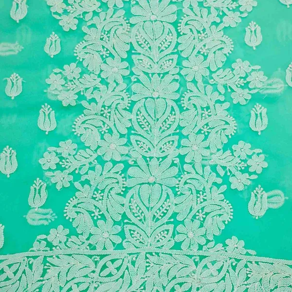 Sea_Green_Hand_Embroidered_Soft_Chiffon_Unstitched_Garth_Chikankari_Suit_Set_With_Dupatta