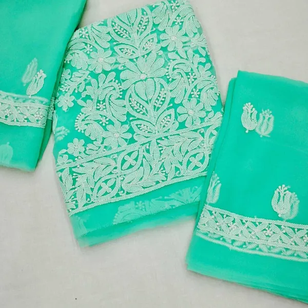 Sea_Green_Hand_Embroidered_Soft_Chiffon_Unstitched_Garth_Chikankari_Suit_Set_With_Dupatta