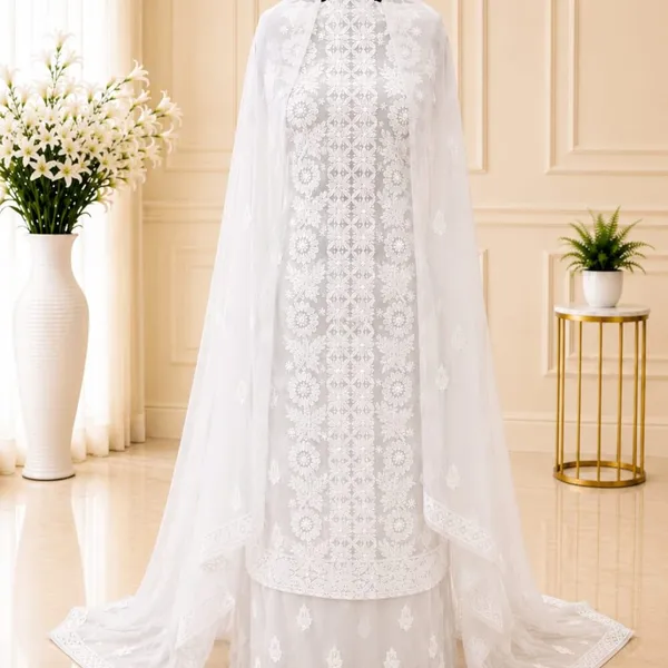 Snow_White_Hand_Crafted_Soft_Chiffon_Unstitched_Chikan_Suit_Set_Panel_Pattern