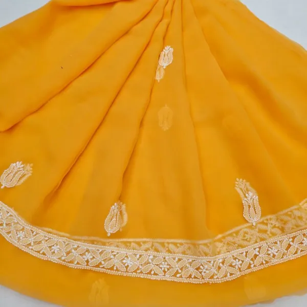 Mustard_Yellow_Hand_Embroidered_Soft_Chiffon_Unstitched_Garth_Chikankari_Suit_Set_With_Dupatta