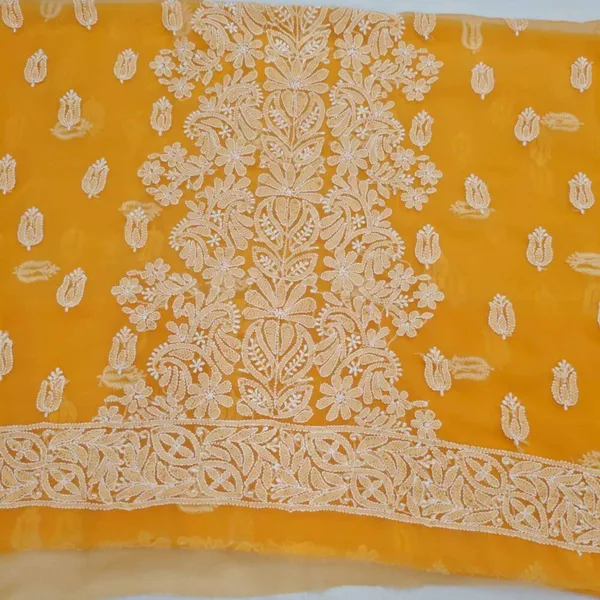 Mustard_Yellow_Hand_Embroidered_Soft_Chiffon_Unstitched_Garth_Chikankari_Suit_Set_With_Dupatta