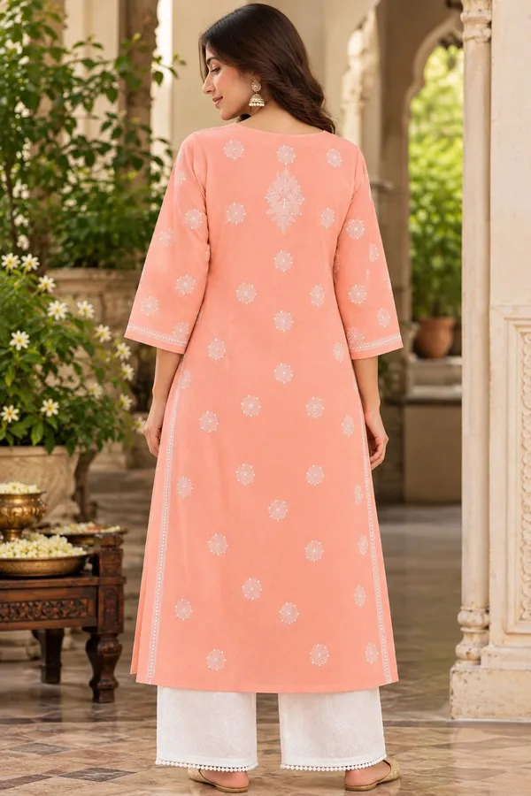 Peach_Voile_Cotton_Kurti