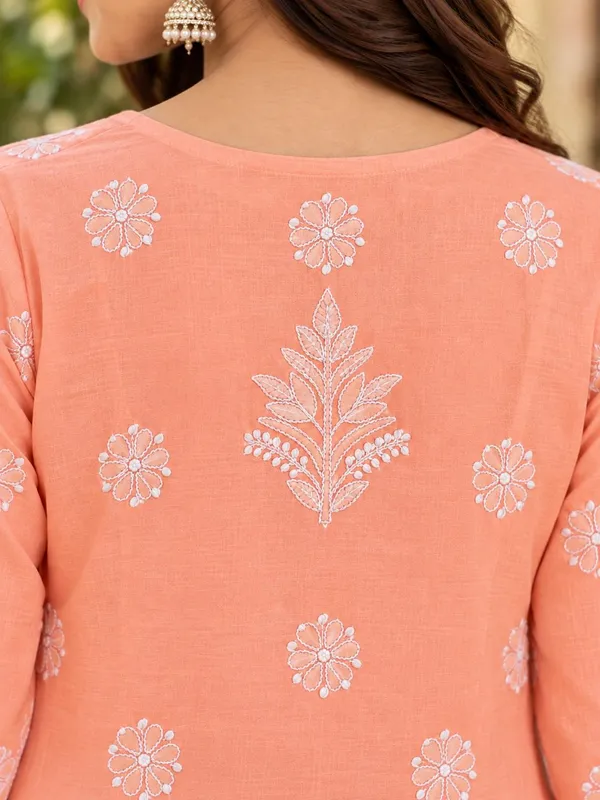 Peach_Voile_Cotton_Kurti