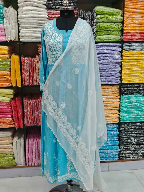 White_Hand_Embroidered_Lucknowi_Chikankari_Pure_Soft_Chiffon_Dupatta