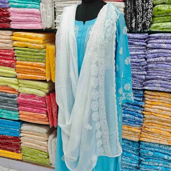 White_Hand_Embroidered_Lucknowi_Chikankari_Pure_Soft_Chiffon_Dupatta