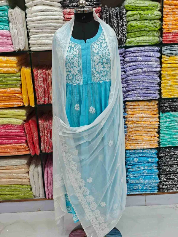 White_Hand_Embroidered_Lucknowi_Chikankari_Pure_Soft_Chiffon_Dupatta