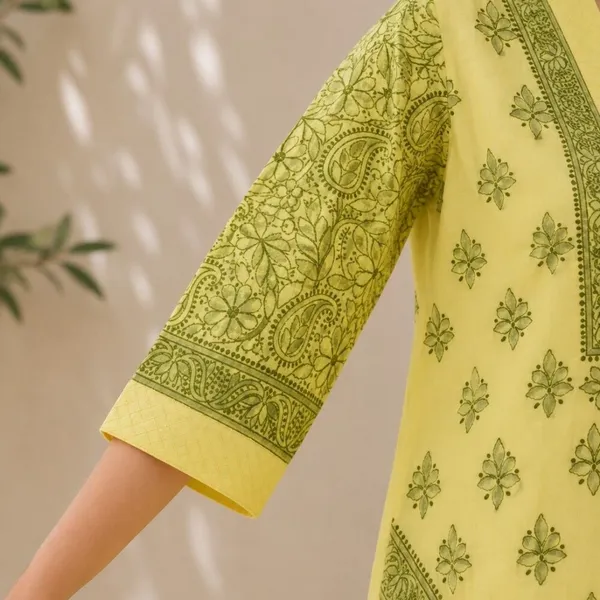 Pastel_Lemon_Yellow_Handcrafted_Lucknowi_Chikan_Cotton_Kurti_With_Full_Jaal_Sleeves