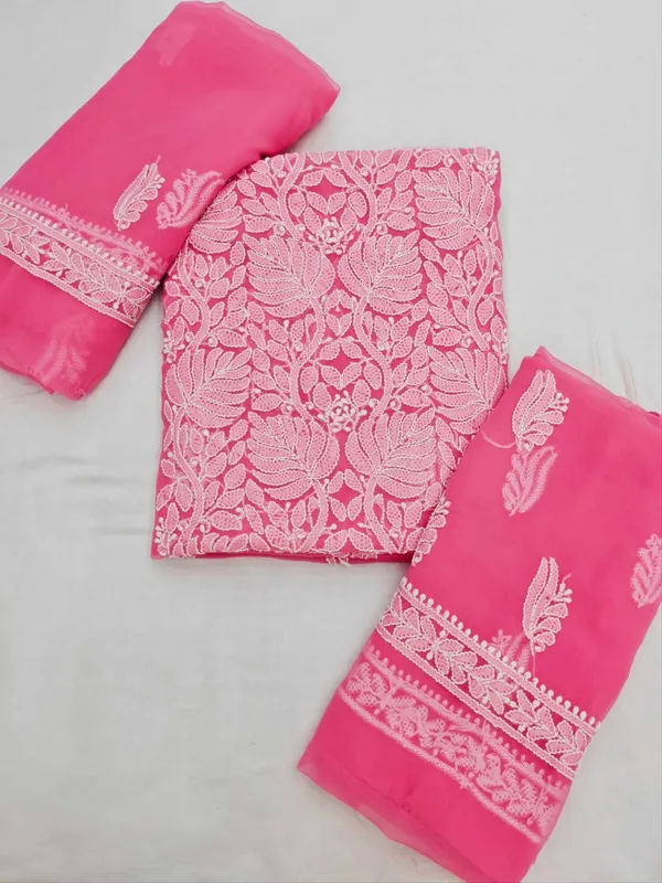 Fuchsia_Pink_Hand_Embroidered_Soft_Chiffon_Unstitched_Leaf_Chikankari_Suit_Set_With_Dupatta