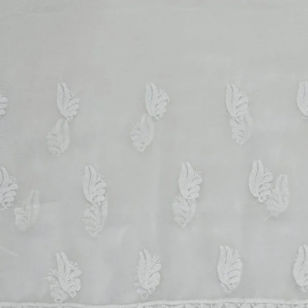 White_Hand_Embroidered_Soft_Chiffon_Unstitched_Leaf_Chikankari_Suit_Set_With_Dupatta