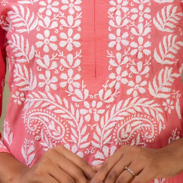 Punch_Pink_Muslin_Kurti_Set