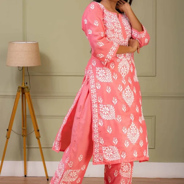 Punch_Pink_Muslin_Kurti_Set