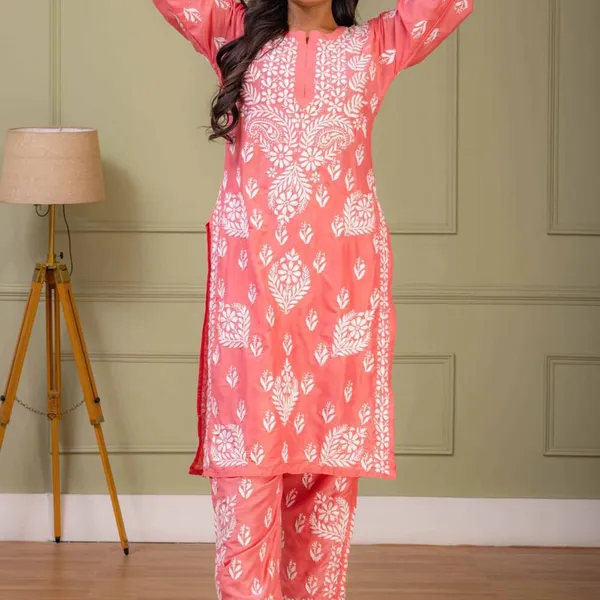 Punch_Pink_Muslin_Kurti_Set