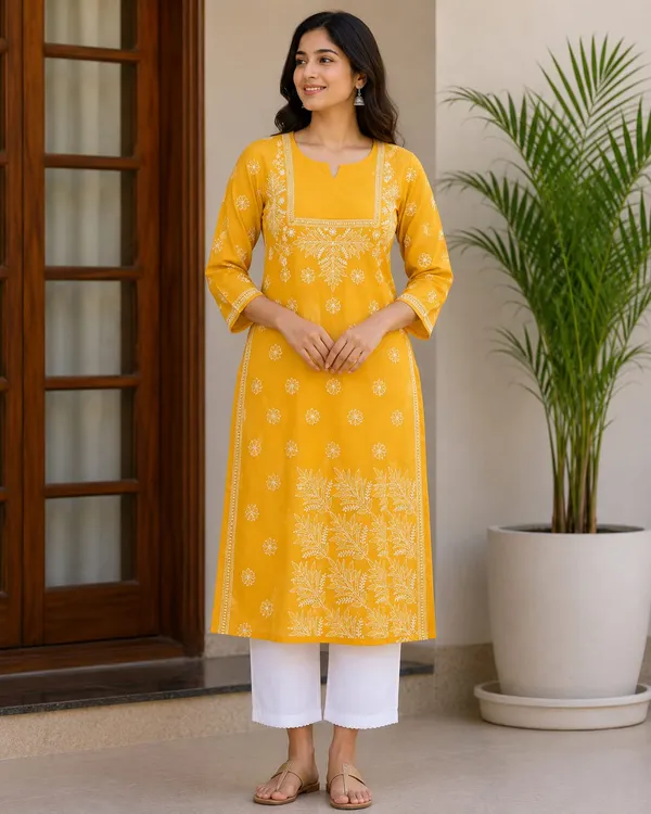 Mustard_Yellow_Voile_Cotton_Kurti
