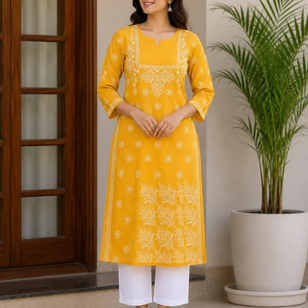 Mustard_Yellow_Voile_Cotton_Kurti
