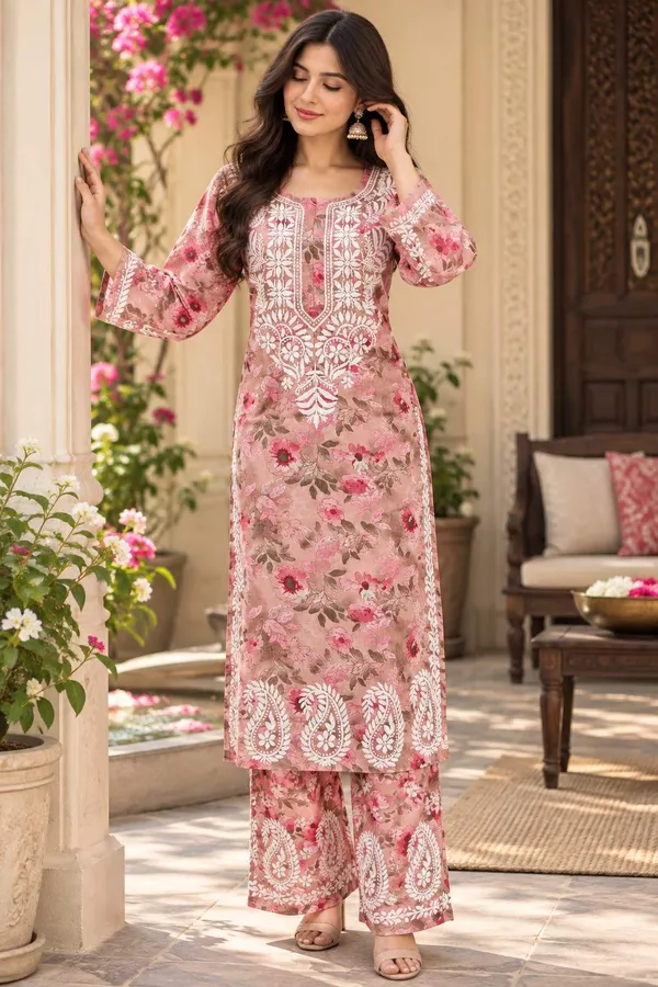 Blush_Pink__Handcrafted_Lucknowi_Chikan__Cotton_Kurti_Set