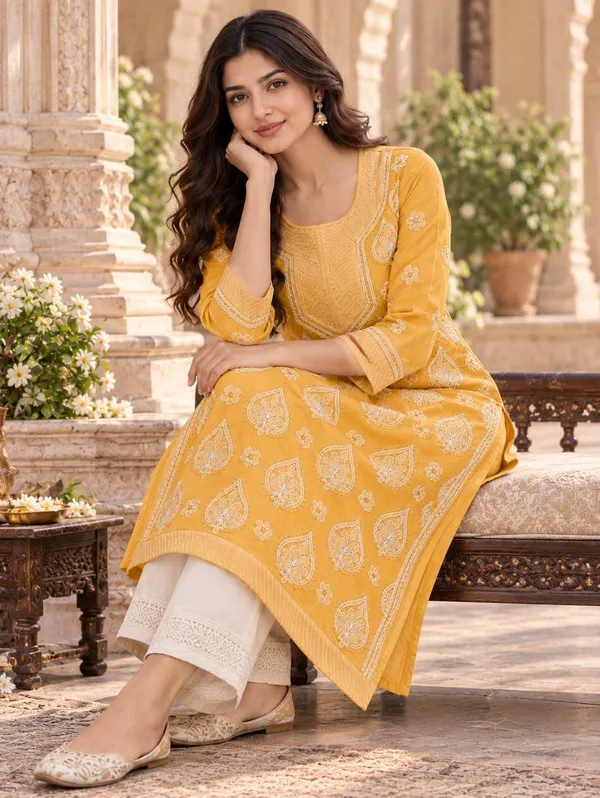 Marigold_Yellow_Voile_Cotton_Kurti
