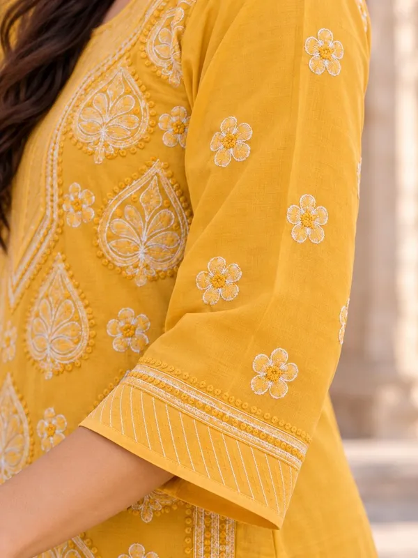 Marigold_Yellow_Voile_Cotton_Kurti