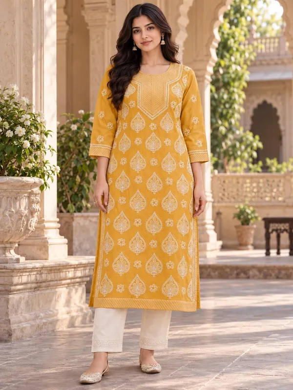 Marigold_Yellow_Voile_Cotton_Kurti
