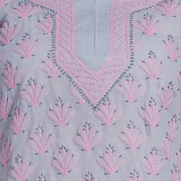Dusty_Blue_Hand_Embroidered_Chikan_Cotton_Top_With_Contrast_Thread_Work