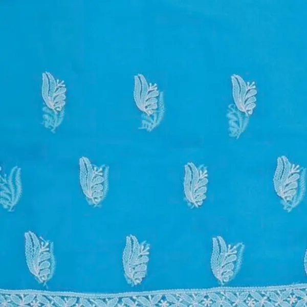Turquoise_Blue_Hand_Embroidered_Soft_Chiffon_Unstitched_Leaf_Chikankari_Suit_Set_With_Dupatta