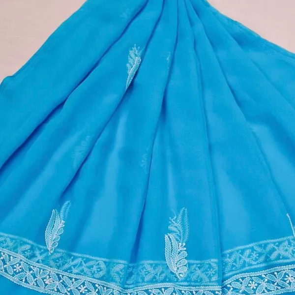 Turquoise_Blue_Hand_Embroidered_Soft_Chiffon_Unstitched_Leaf_Chikankari_Suit_Set_With_Dupatta