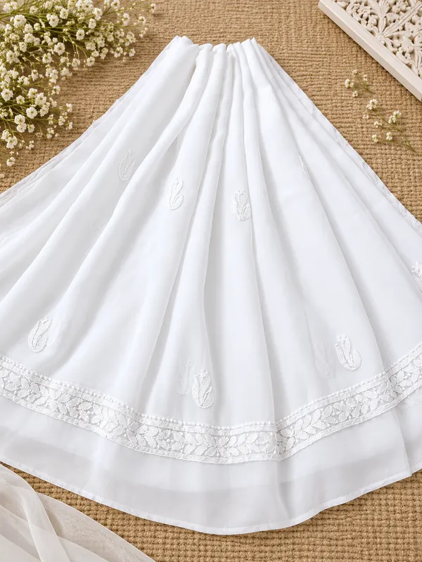 Pure_White_Hand_Crafted_Soft_Chiffon_Unstitched_Chikan_Suit_Set_In_Panel_Pattern