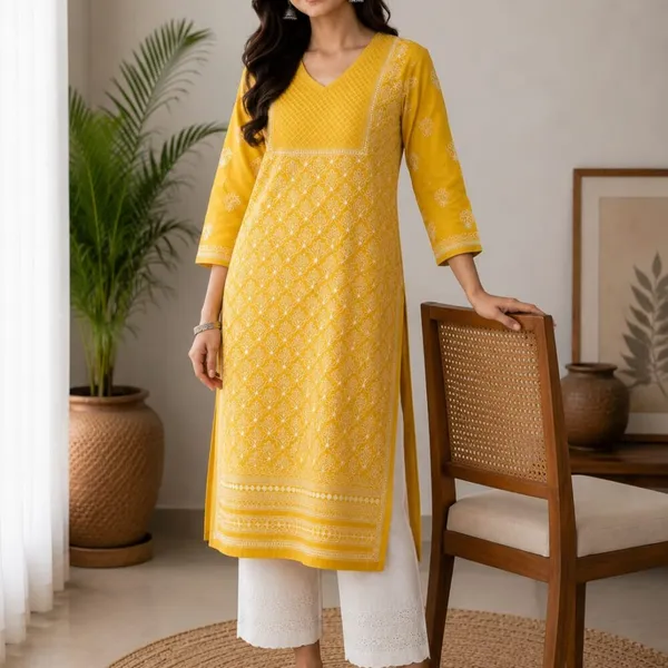 Mustard_Yellow_Kurti_Cotton_Full_Jaal_Work