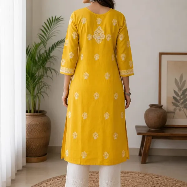 Mustard_Yellow_Kurti_Cotton_Full_Jaal_Work
