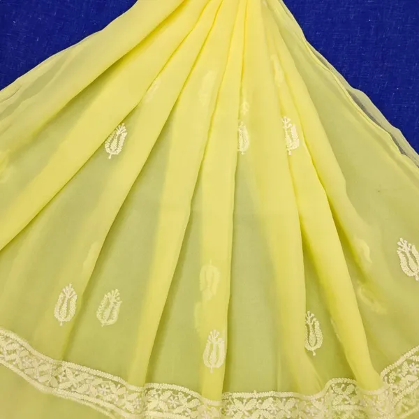 Lime_Green_Hand_Embroidered_Soft_Chiffon_Garth_Chikankari_Suit_Set_With_Dupatta