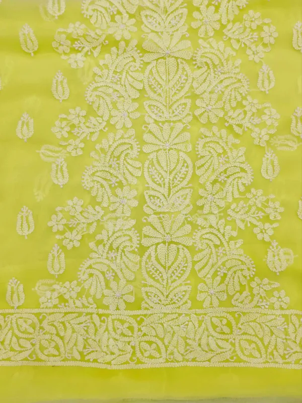 Lime_Green_Hand_Embroidered_Soft_Chiffon_Garth_Chikankari_Suit_Set_With_Dupatta
