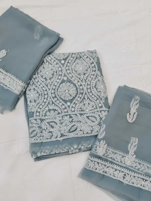 Grey_Hand_Crafted_Soft_Chiffon_Unstitched_Chikan_Suit_Set_In_Panel_Pattern