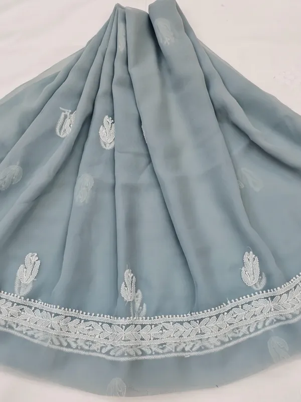 Grey_Hand_Crafted_Soft_Chiffon_Unstitched_Chikan_Suit_Set_In_Panel_Pattern