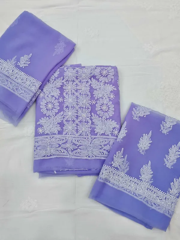 Lavender_Purple_Hand_Crafted_Soft_Chiffon_Unstitched_Chikan_Suit_Set_Panel_Pattern