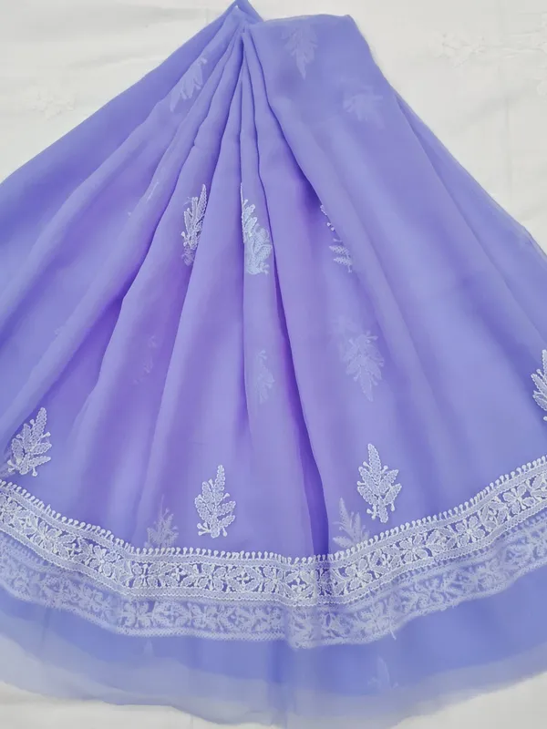 Lavender_Purple_Hand_Crafted_Soft_Chiffon_Unstitched_Chikan_Suit_Set_Panel_Pattern