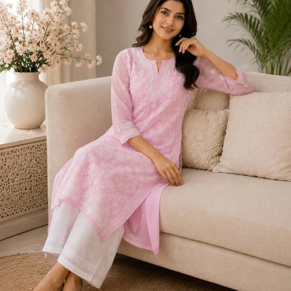 Soft_Baby_Pink_Hand_Embroidered_Lucknowi_Chikankari_Chiffon_Kurti_With_Full_Buti_Jaal