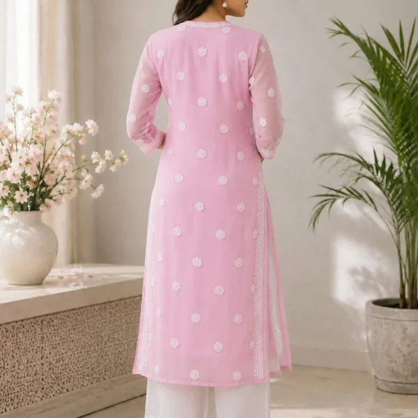 Soft_Baby_Pink_Hand_Embroidered_Lucknowi_Chikankari_Chiffon_Kurti_With_Full_Buti_Jaal