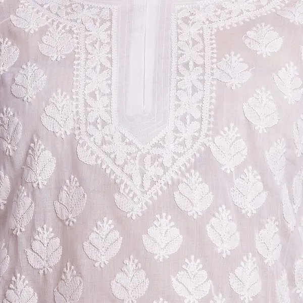 White_Hand_Embroidered_Chikan_Cotton_Top_With_Contrast_Thread_Work